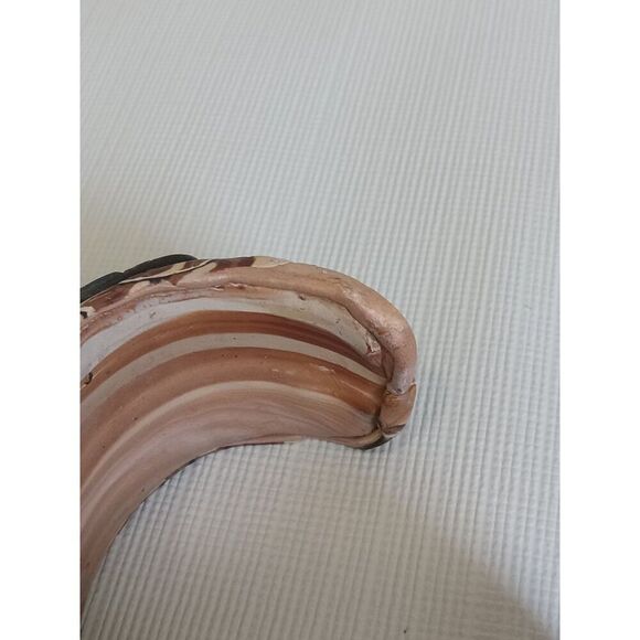 Handmade Shades of Brown and Black Multi Print Polymer Clay Cuff Style Bracelet - Picture 6 of 8